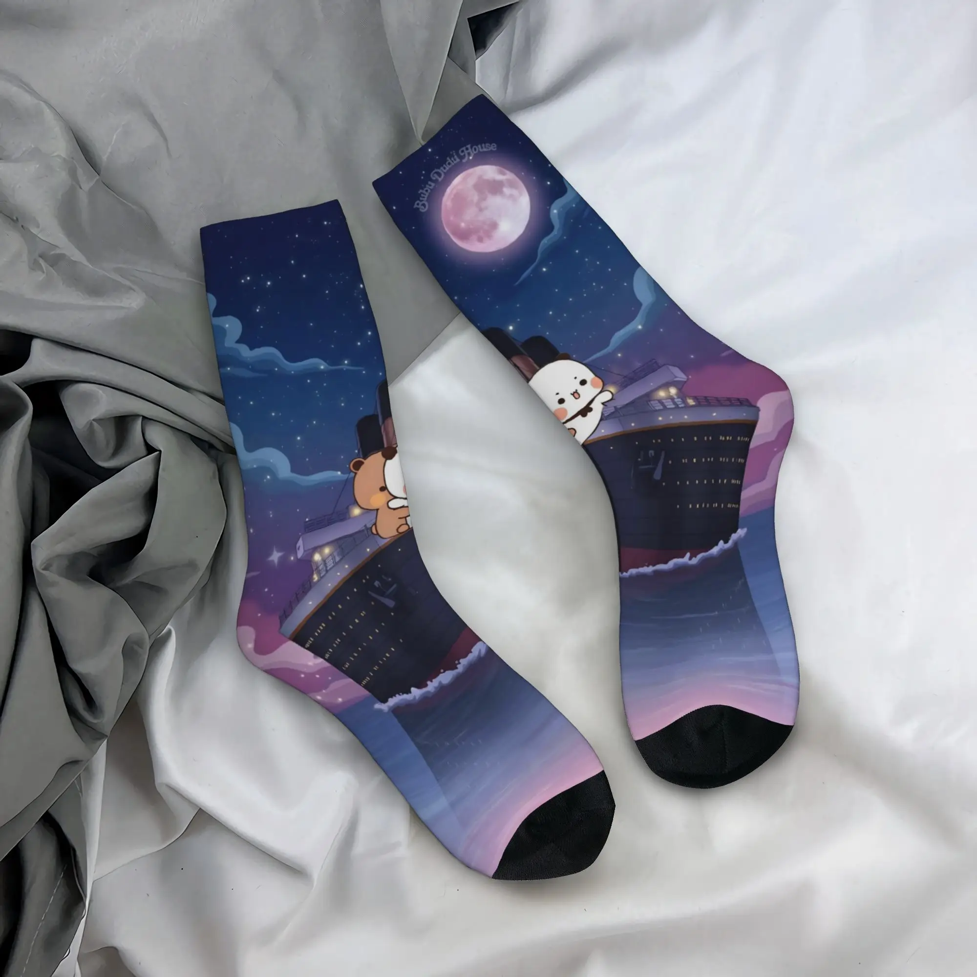 

Autumn Winter Retro Unisex Cartoon Panda Bubu Dudu Socks Breathable Crew Socks