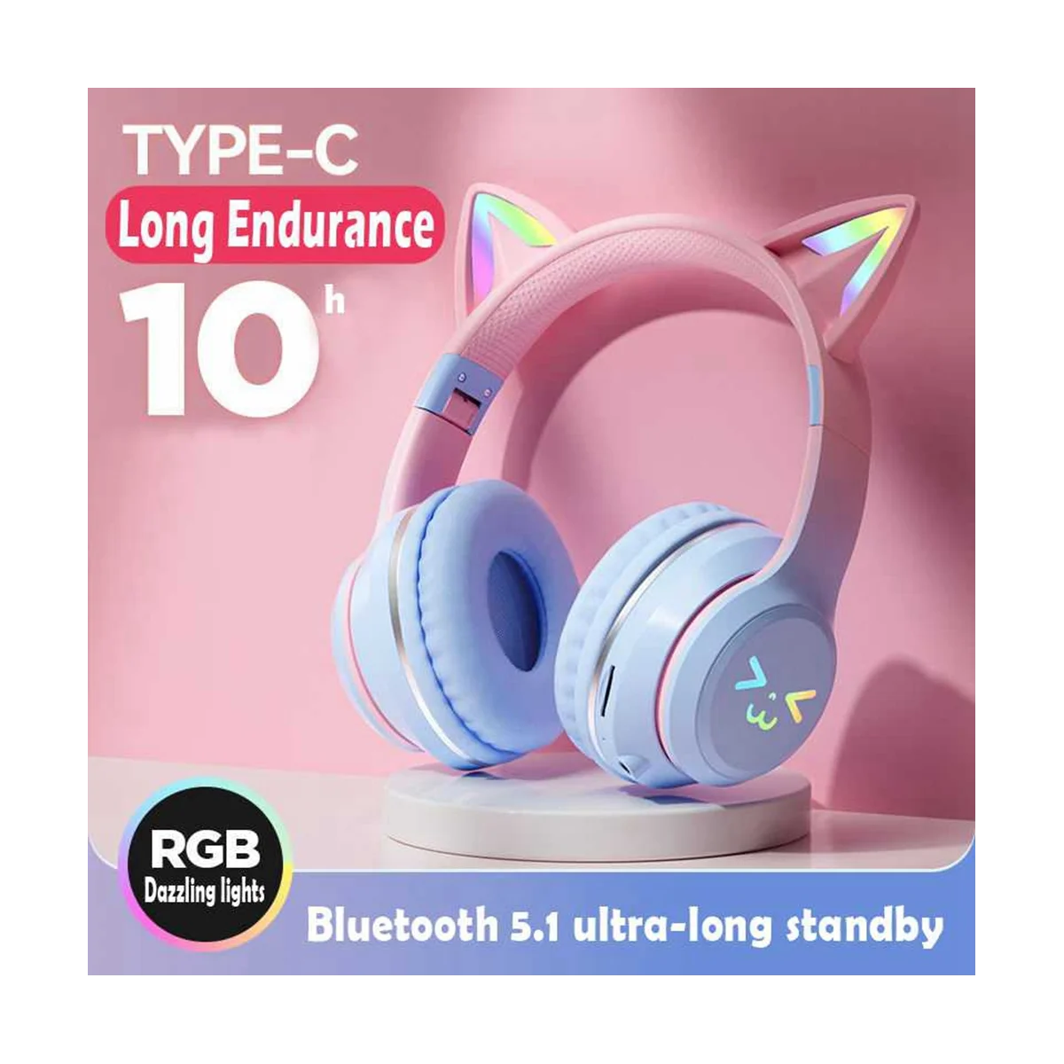 

Беспроводные наушники с RGB-подсветкой и микрофоном