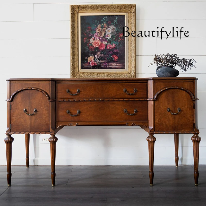 

Wabi Sand old American carved entrance cabinet European living room decorative table solid wood table foyer aisle cabinet