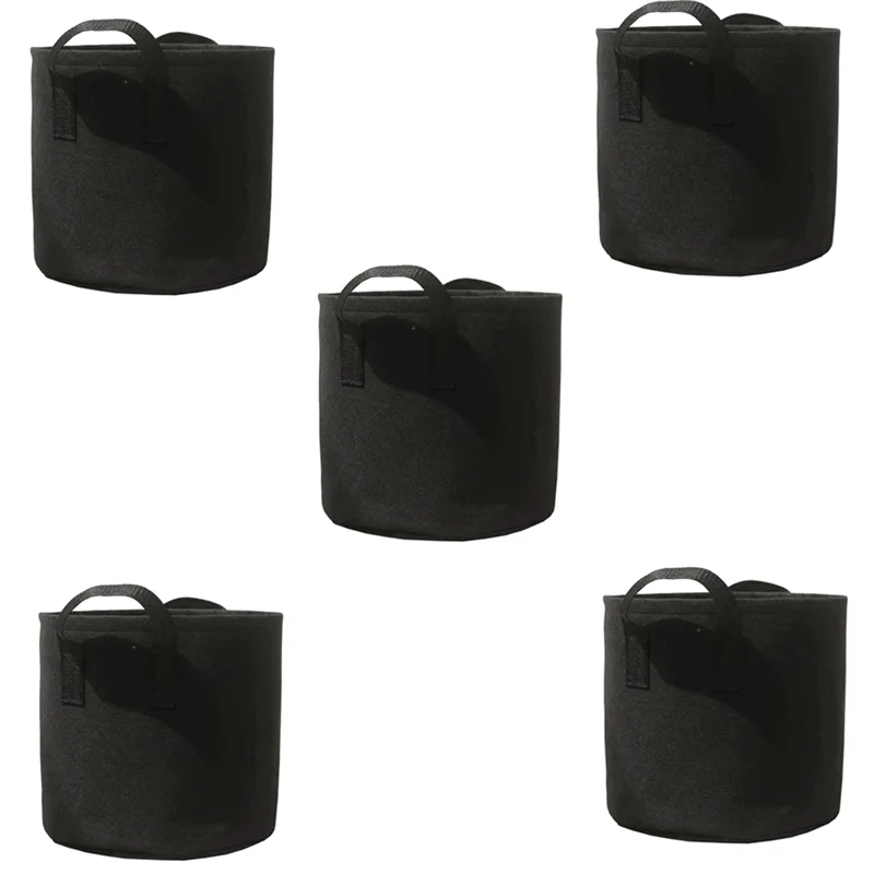 MAKE-Heavy Duty Fabric Pots, Vegetable/Flower/Plant Grow Bags, Thickened Non-Woven Fabric Pots With Handles (5 Gallons)