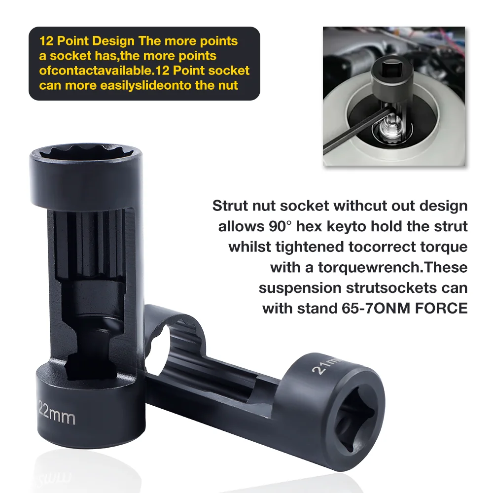 ชุดประแจบล็อก สตั๊ด น็อต และบล็อก 6 ชิ้นนี้เป็นเครื่องมือถอดโช้คอัพรถยนต์อเนกประสงค์ เหมาะสำหรับน็อตโช้คอัพขนาด 16 มม. ถึง 24 มม.