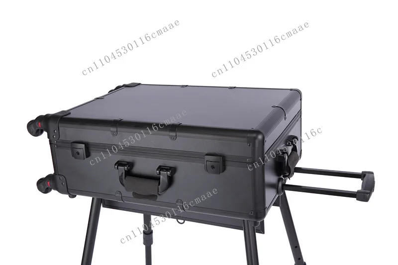 NEW Aluminum Professional Rolling Handcart Suitcase Train Box, Mirrors with Lights