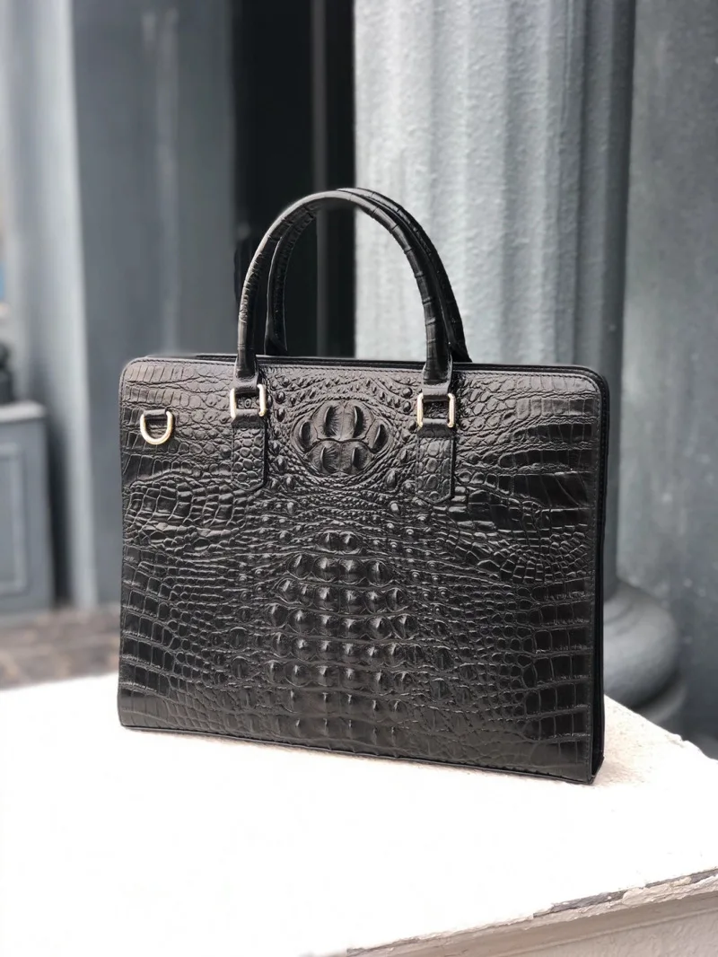 Sacs pour ordinateur portable en alligator pour hommes, cuir de vache véritable, étui à bombes pour hommes, marque de luxe, sacs à main pour hommes, sac d'ordinateur Messenger 14 pouces, nouveau