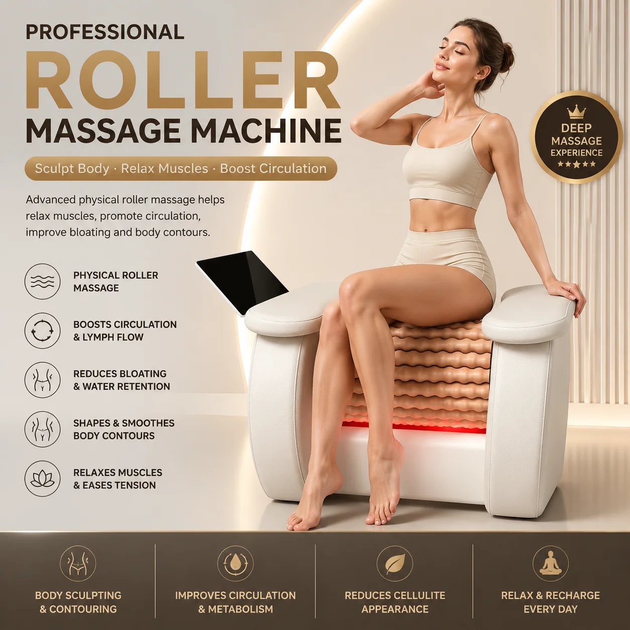 Body Shaping Machine for Salon Lymphatic Drainage Roller for Full Body Contouring Muscle Relaxation & Circulation Boost Device