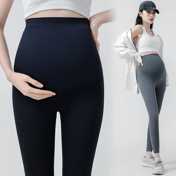 Wsparcie talii brzuch bezszwowe rozciągliwe nylonowe obcisłe legginsy ciążowe jesienne ołówkowe spodnie do jogi dla kobiet w ciąży ciąża młodzież