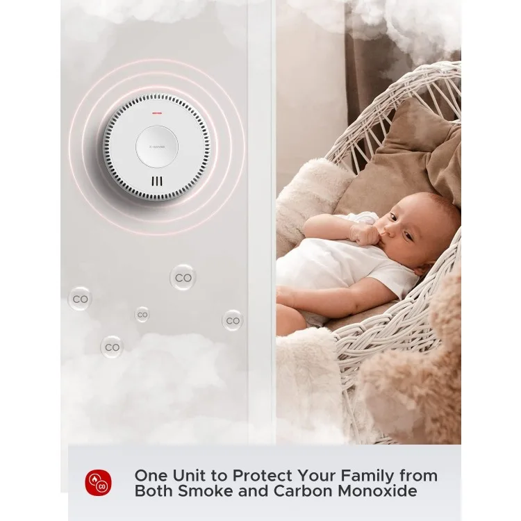 Hardwired Combination Smoke and Carbon Monoxide Detector, Hardwired Interconnected Smoke and CO Detector Alarm with