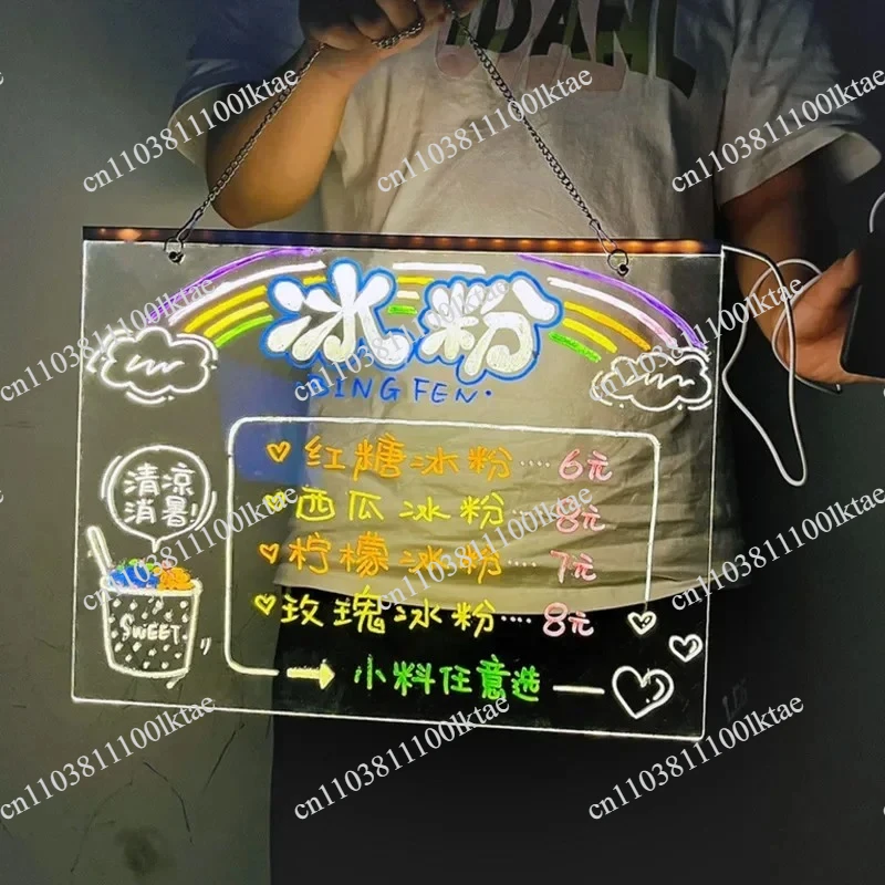 Erasable Transparent Acrylic Luminescent Writing Blackboard, LED Fluorescent Board, Handwriting Board, Cross Border