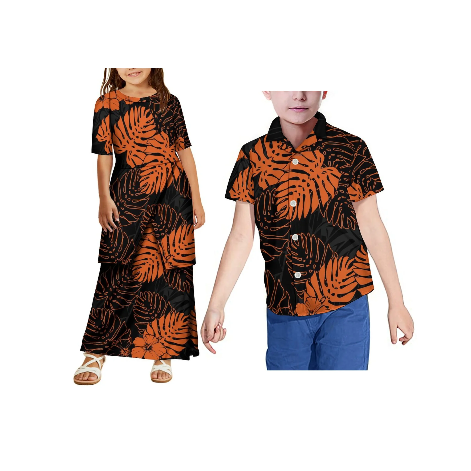 Polynesia Kinderkleid Mädchen Partykleid Kinderkleidung Sommer Neues Puleyasi Mädchen Kurzarm Blumenmädchenkleid