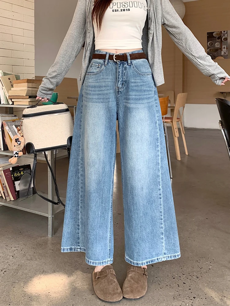 

Spring 2026 High Waist Wide Leg Nine Pants Blue Jeans Women's Faionable Versatile Casual Sle Comfortable Wear Resistant