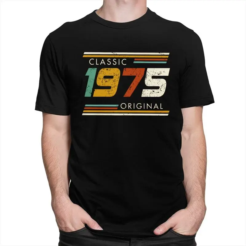 الموضة 50th الكلاسيكية 1975 الأصلي تي شيرت الرجال قصيرة الأكمام مخصص سنوات هدية عيد ميلاد تي شيرت عادية المحملة القمم سليم صالح بلايز #2