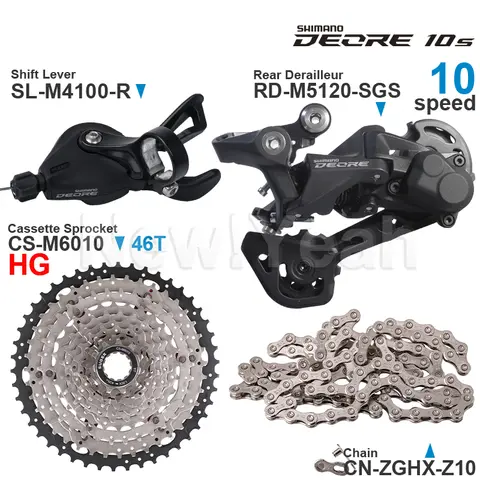 SHIMANO DEORE 10 speed Groupset include M4100 Shifter M4120 M5120 Rear Derailleur Cassette 42T 46T and X10 Chain Bike Parts