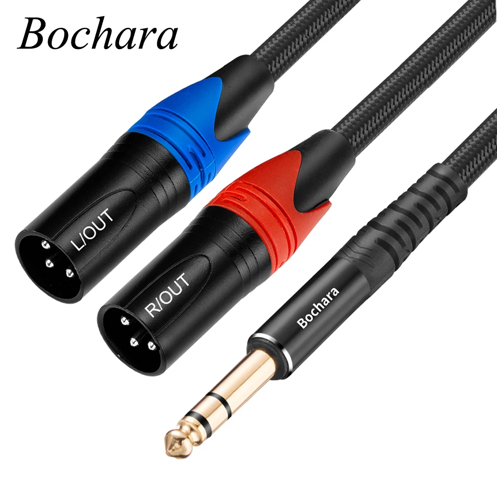 Bochara Braided 1/4'' 6.35mm TRS Stereo Jack to Dual XLR Mal