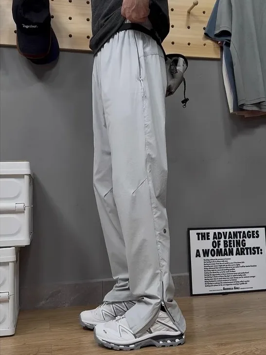 

American Sle Side Zip Soft ell Cargo Pants Men's Women's Summer Thin Functional Workwear Qui Dry Training Trousers