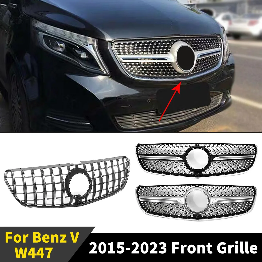 

Front Radiator Grille Bumper Grill Inlet Mesh For Mercedes W447 Benz V Class 2015-2023 GT Diamond Style Tuning Accessories