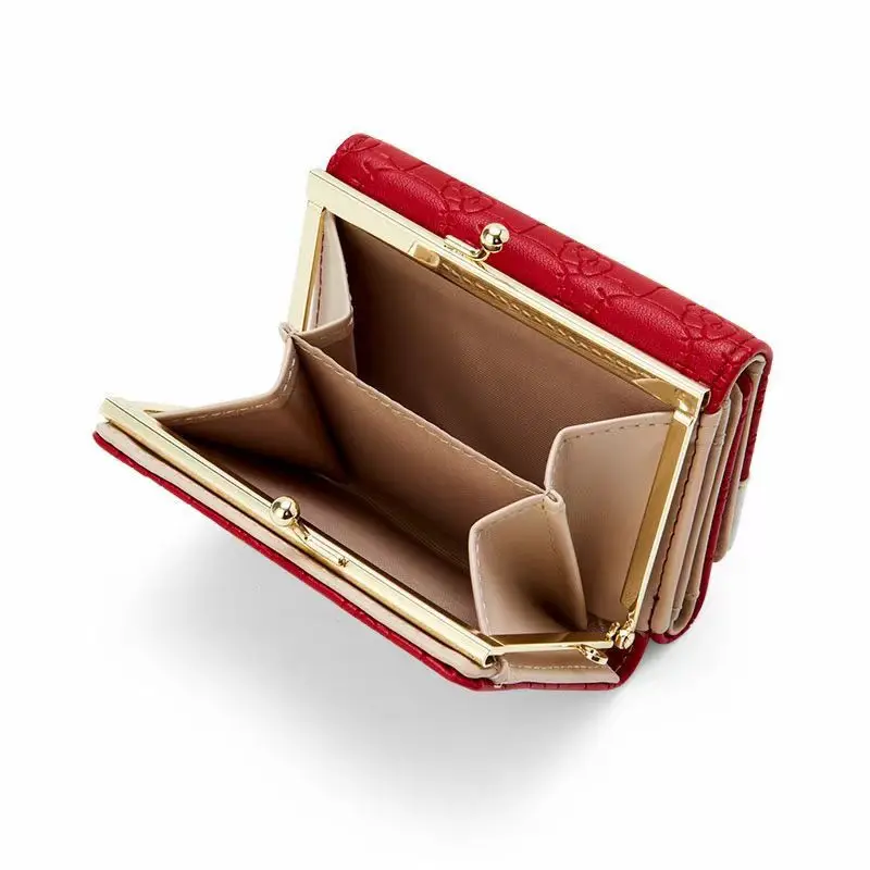 Sanrio Hello Kitty Wallet for Women Girl Three-fold Multi-functional Coin Purse Portable Handbag Luxury Short Wallet