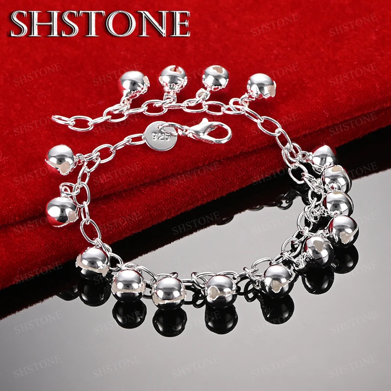 

Personalized 925 Sterling Silver Smooth Small Bell Bracelet Fashion Charm Birthday Christmas Cute Gift Party Jewelry Accessories