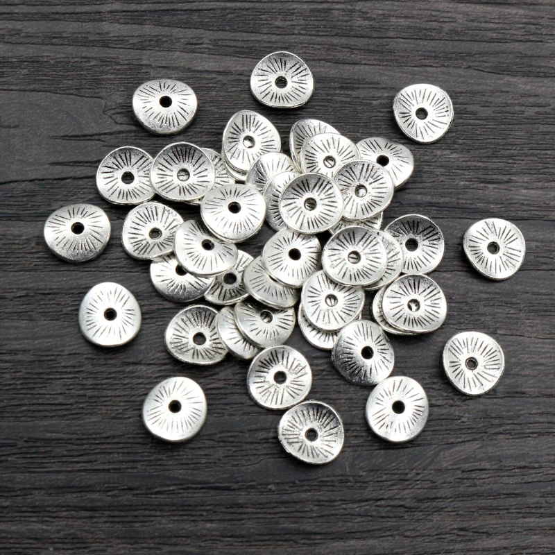 

100pcs 9x8.5mm Antique Silver Plated Spacer Beads Charms For Diy Beaded Bracelets Necklace Jewelry Handmade Making Accessories