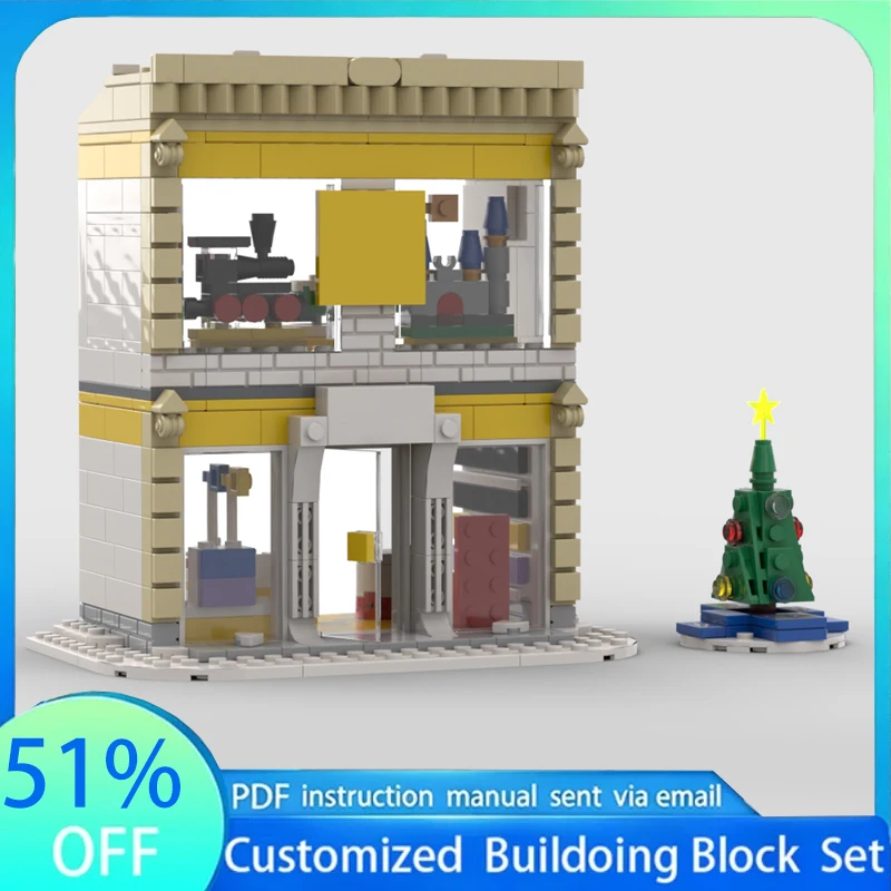 517PCS Winter Village Store MOC Model Building Blocks Street View DIY Assembly Toy Creative Education Holiday Collection Gifts