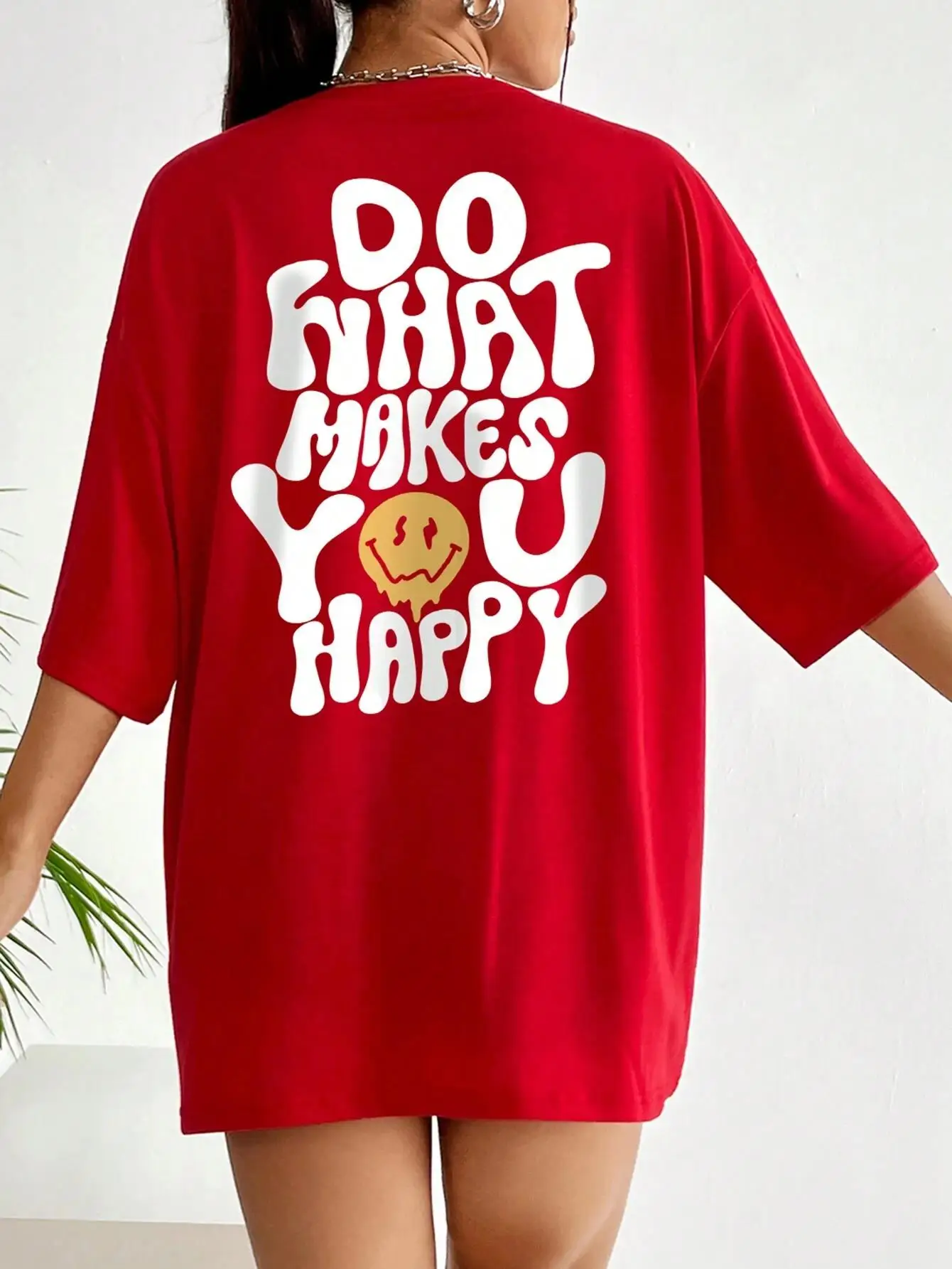

Do What Makes You Happy Funny Letter Graphic T Shirt Women Street Casual Tees Soft Short Sleeve Cotton Oversized Tee Clothes