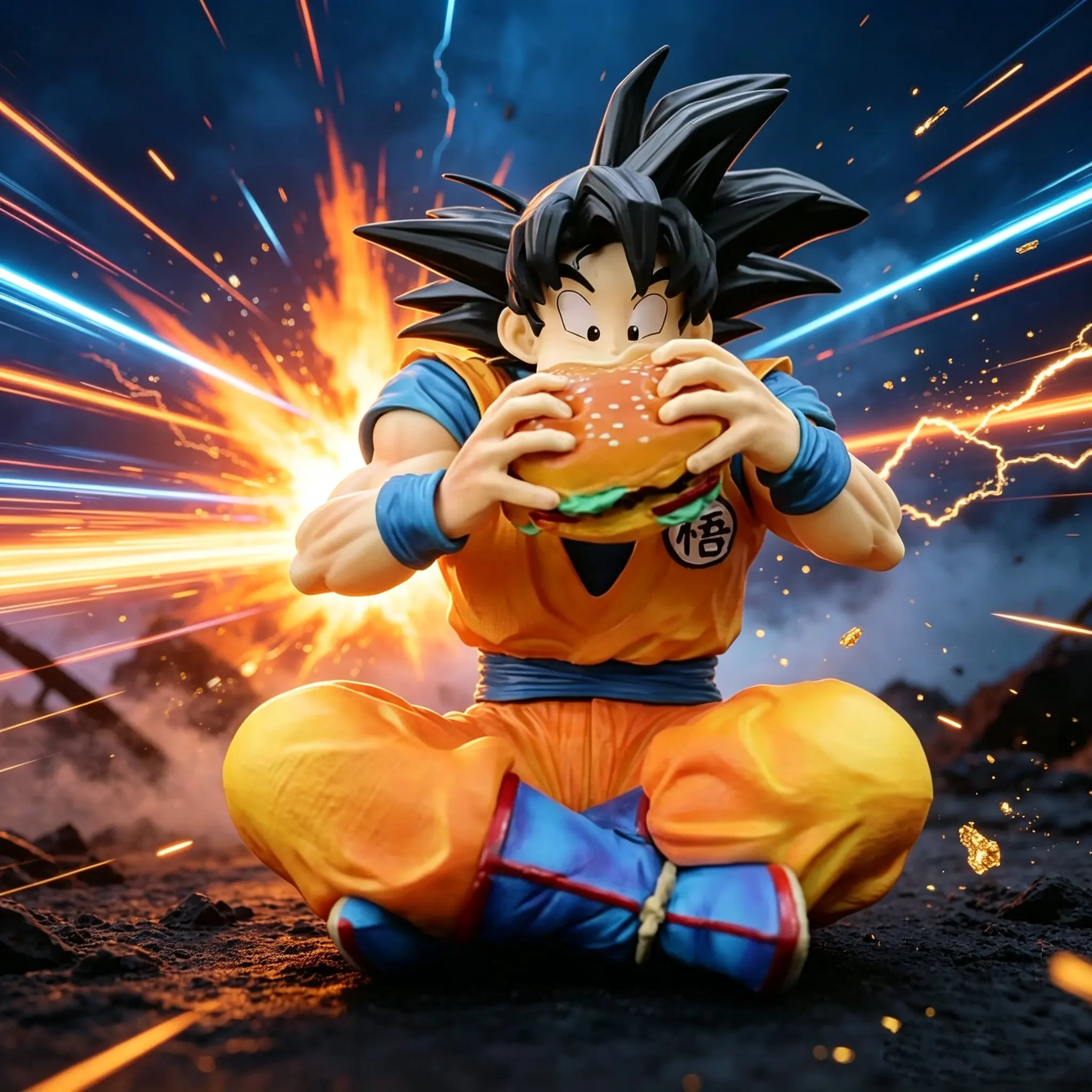 Jt Statue Dragon Ball Son Goku Vegeta Figure Goku Eat Hamburger 15cm/5.91inch Pvc Action Figures Collection Model Toys Gifts