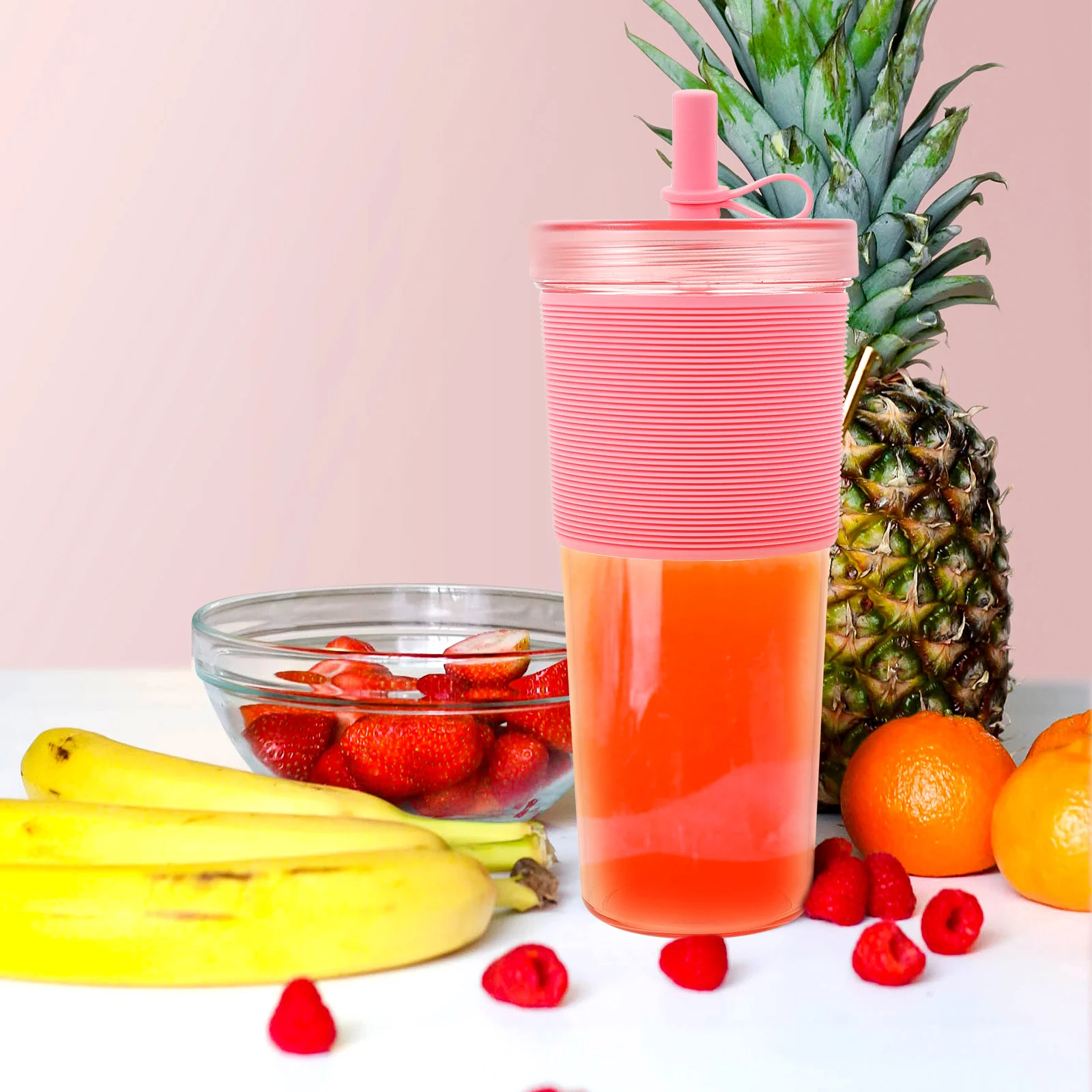 

Travel Mug Bottle Water Cups with Straw Large Capacity Plastic Sports Tumbler Leakproof Bottles