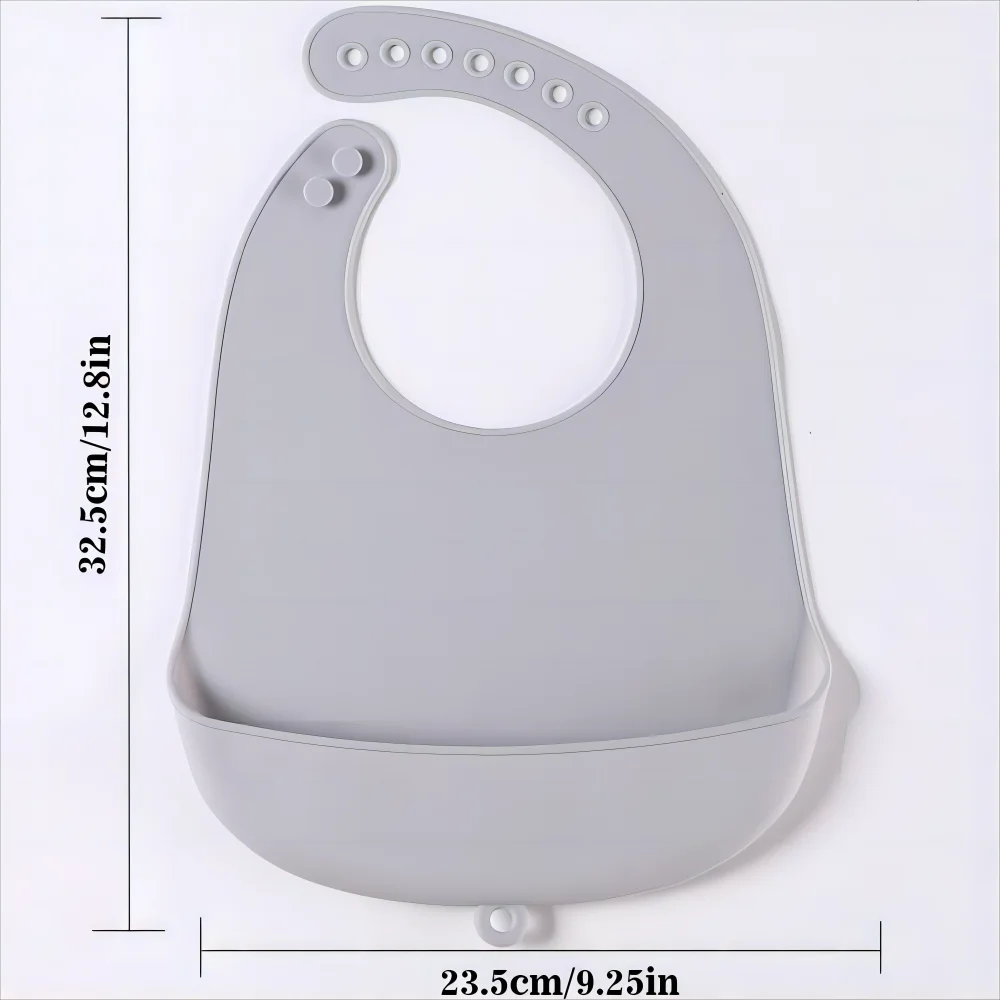 El babero para alimentar al bebé está hecho de silicona y tiene un diseño resistente al agua. Es adecuado para fines de alimentación.
