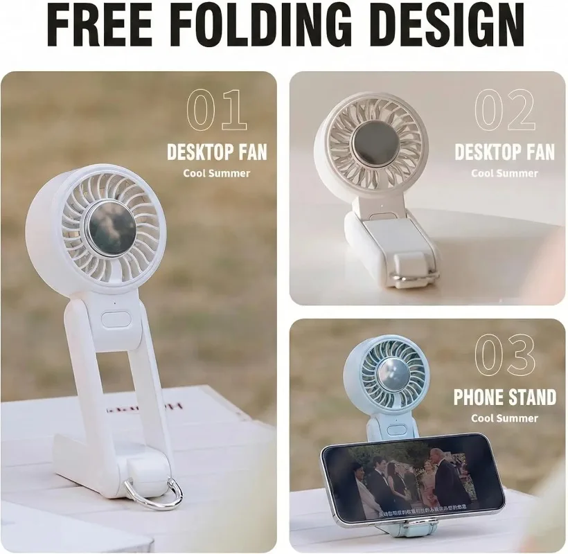 

Portable Handheld Fan with Ice Cooling 4-Speed Rechargeable Handheld Fan Lightweight Personal Fans for Summer Outdoor Camping
