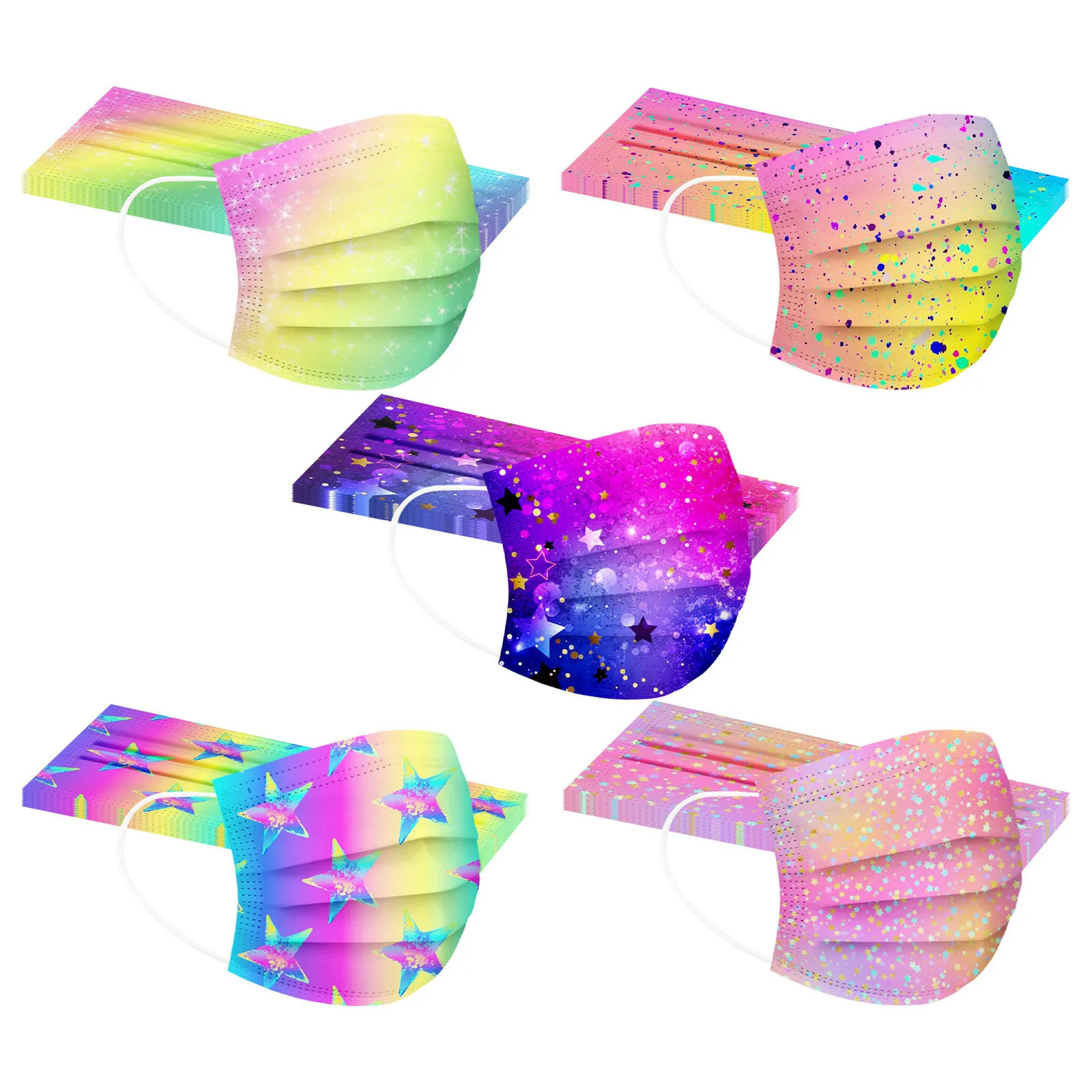 أقنعة مطبوعة للأطفال يمكن التخلص منها 50 قطعة/100 قطعة أقنعة أطفال كرتونية ملونة يومية شعبية عملية محمولة متعددة الألوان #2