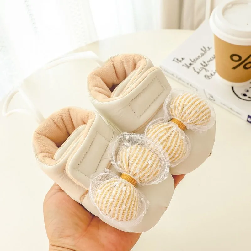 

Детская зимняя обувь для детей 6-12 месяцев, утолщенная теплая хлопковая обувь с мягкой подошвой для прогулок, ветрозащитная уличная обувь для младенцев