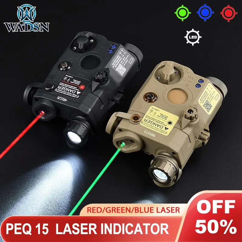 

WADSN Airsoft PEQ15 Red Green Blue Laser White Light NO IR Weapon Flashlight For Hunting Scout Light Fit 20mm Picatinny Rail