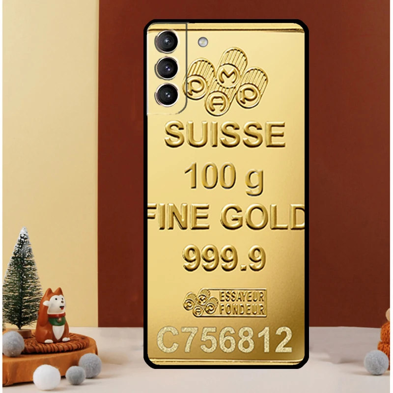 Switzerland Fine Gold Case For Samsung Galaxy S23 Ultra S24 S22 Note 20 Ultra 10 Plus S8 S9 S10 S20 S21 FE Cover