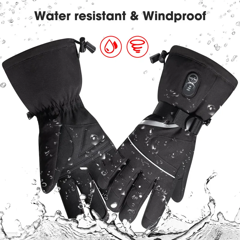 SNOW DEER Ski Gloves Heated Electric Heated Glove Waterproof 	 Snow Gloves for Men Women Snowmobile Heating Mittens Rechargeable