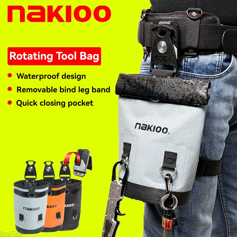 NAKIOO Quick-Hang Tool Belt Bag - Rotatable Electrician Nail Pouch with Snap Closure for Carpenters Construction Workers
