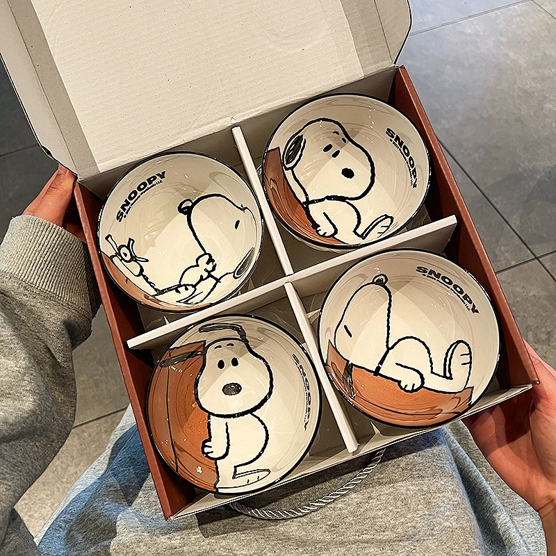 Snoopy Ceramic Dining Set Personalized Bowl Home Use New 2026 High Aesthetic Birthday Companion Gift Anime Cosplay Accessories