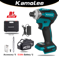 Kamolee 588Nm Cordless Electric Impact Brushless Wrench 5 Speed Screwdriver Power Tool 1/4\