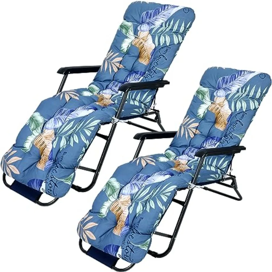 

2 Pcs Outdoor Lounge Chair Cushions 67 x 21 Inch Patio Lawn Lounger Cushion Floral Printed Thickened Lounge Chaise Pads Replace