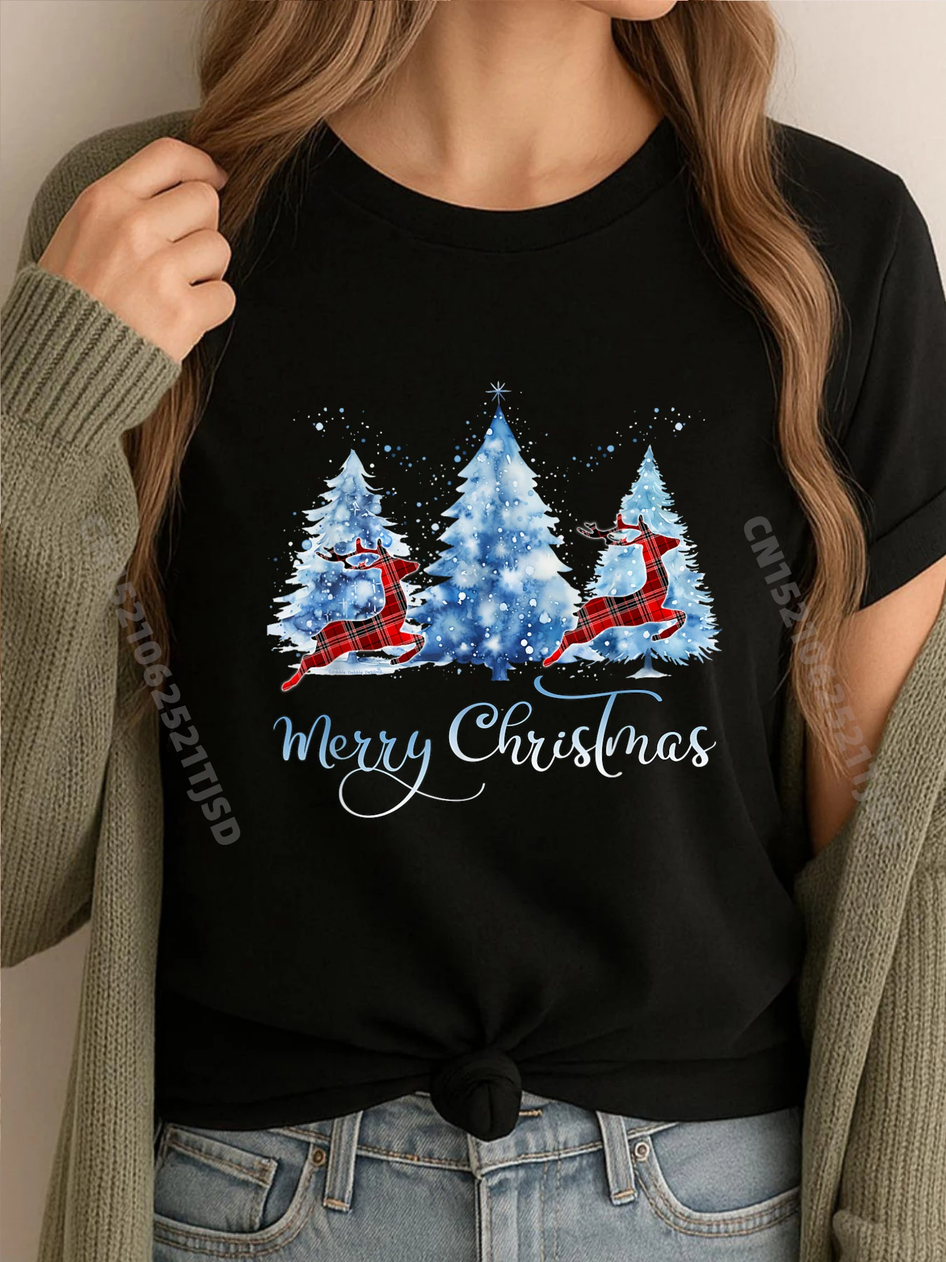 

Довольно зимняя хлопковая клетчатая футболка с оленями и Рождеством, новая футболка Camisas De Hombre, повседневная