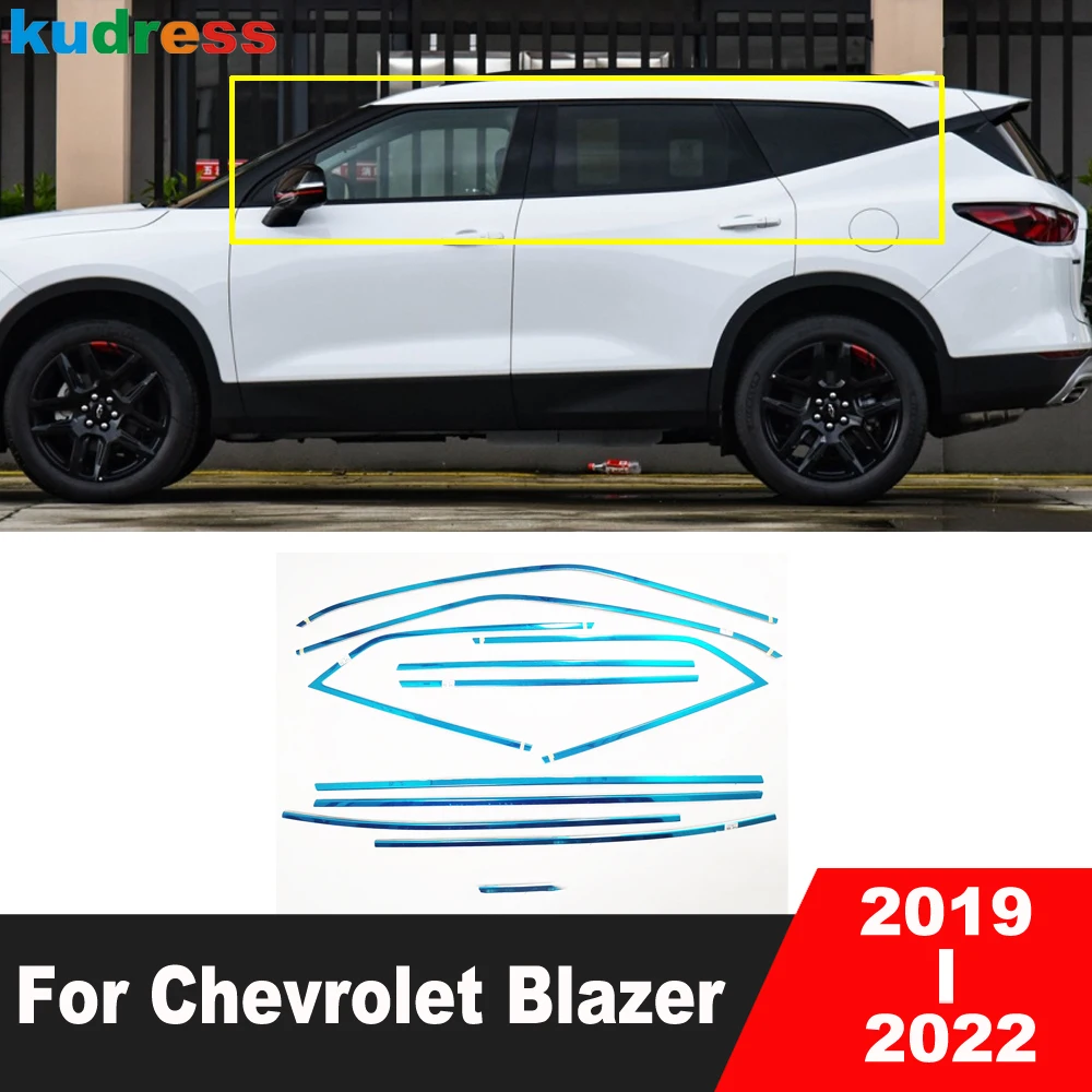 For Chevrolet Blazer 2019 2020 2021 2022 Stainless Steel Car Full Set Window Frame Sill Trim Molding Garnish Strip Accessories