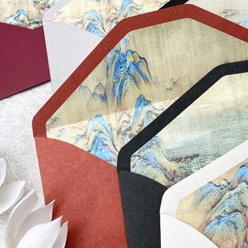 4pcs/lot Retro Chinese Painting Colored Envelopes Lining Pattern Invitation Envelope Gift Envelopes