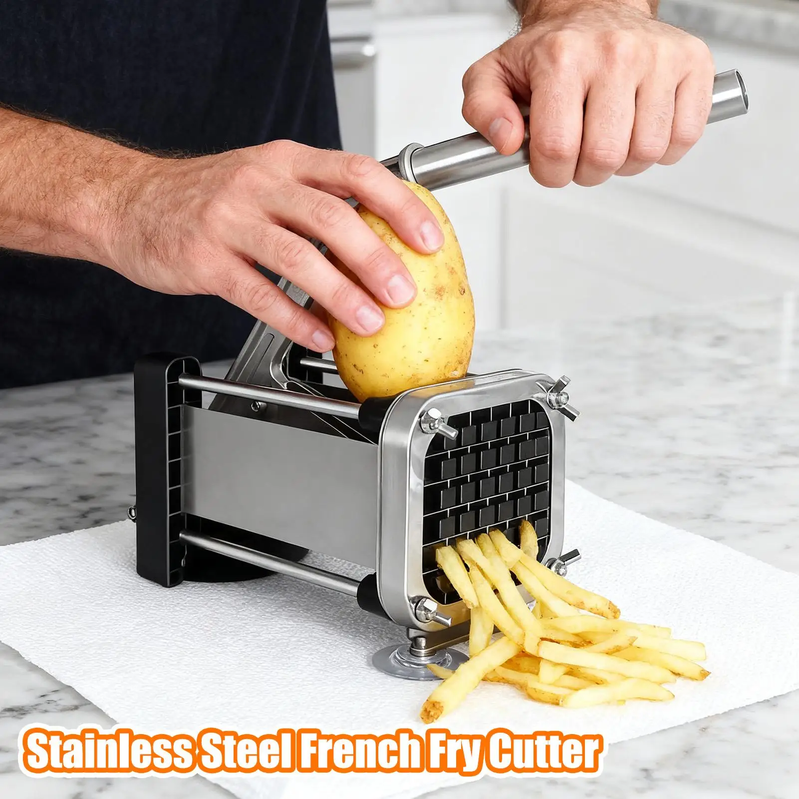 

Резак для картофеля фри из нержавеющей стали, картофелерезка с лезвиями, ручная нарезка для быстрой резки, кухонная овощерезка