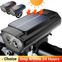 Solar Bicycle Light 1200mAh USB Rechargeable Power Display MTB Mountain Road Bike Front Lamp with Horn Flashlight Bicycle Light