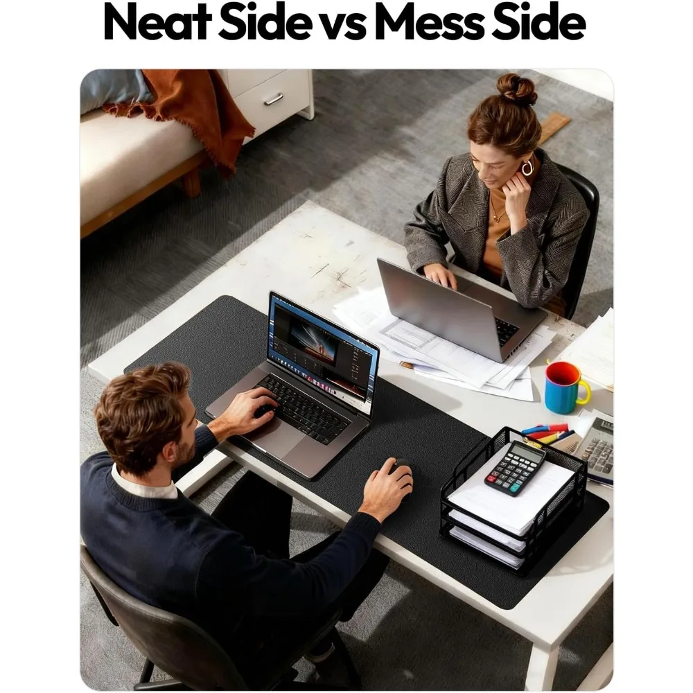 Large PU Leather Desk Pad Protector Non-Slip Waterproof Blotter for Office and Home Desk Laptop Mouse Pad Writing Mat Black 23.6 x 13.8 Inch view 6