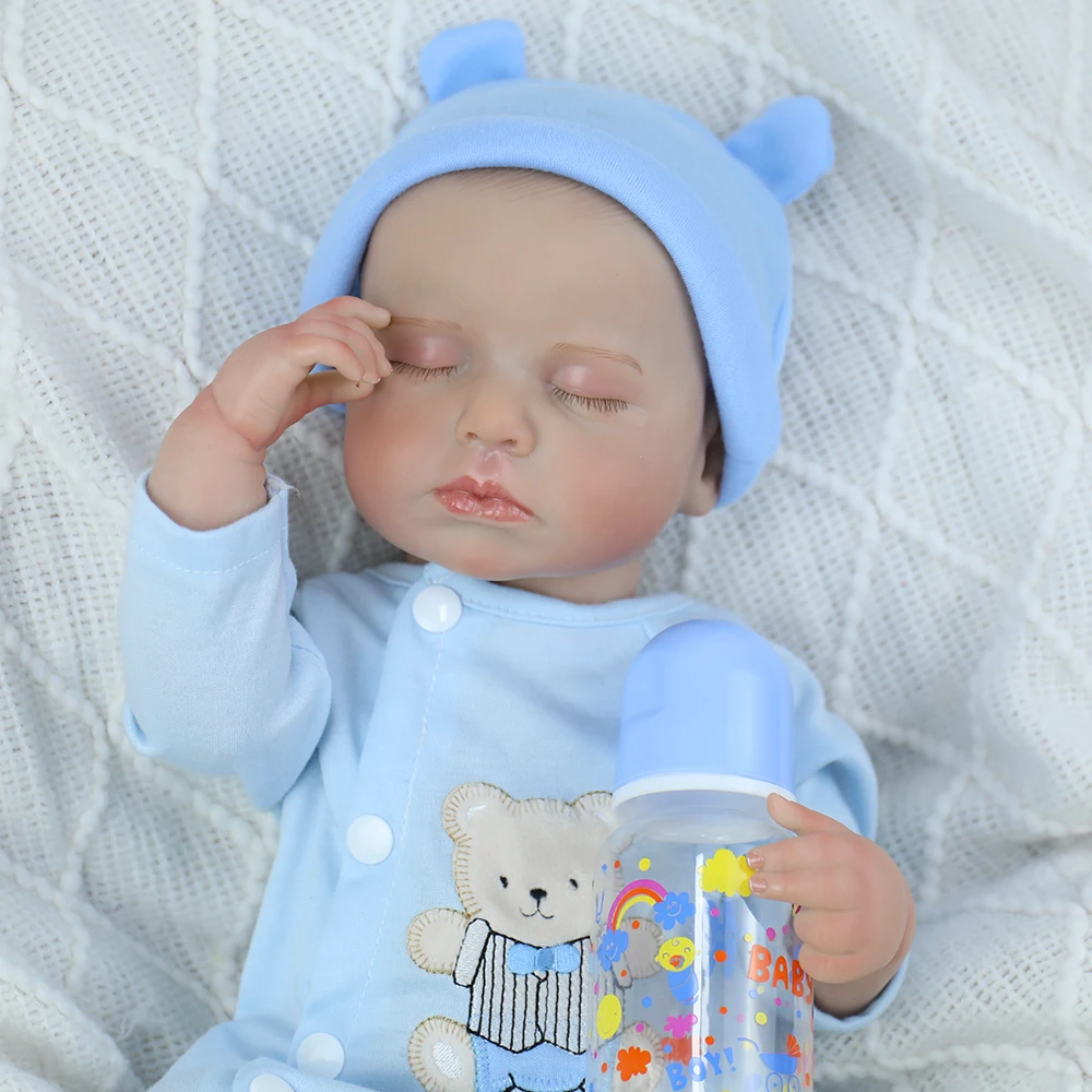 19 inch Loulou herboren babypop met zacht siliconen vinyl waterdicht lichaamspop Bebe jongen of meisje gesloten ogen pasgeboren kerstcadeau