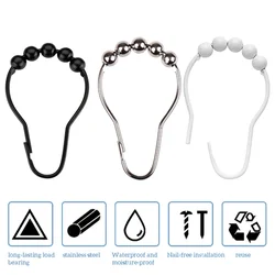 12 Pieces Shower Curtain Hooks Decorative Drape Hangers Bathing Liners Clip Rings Hotel Room Accessories Replacement Parts