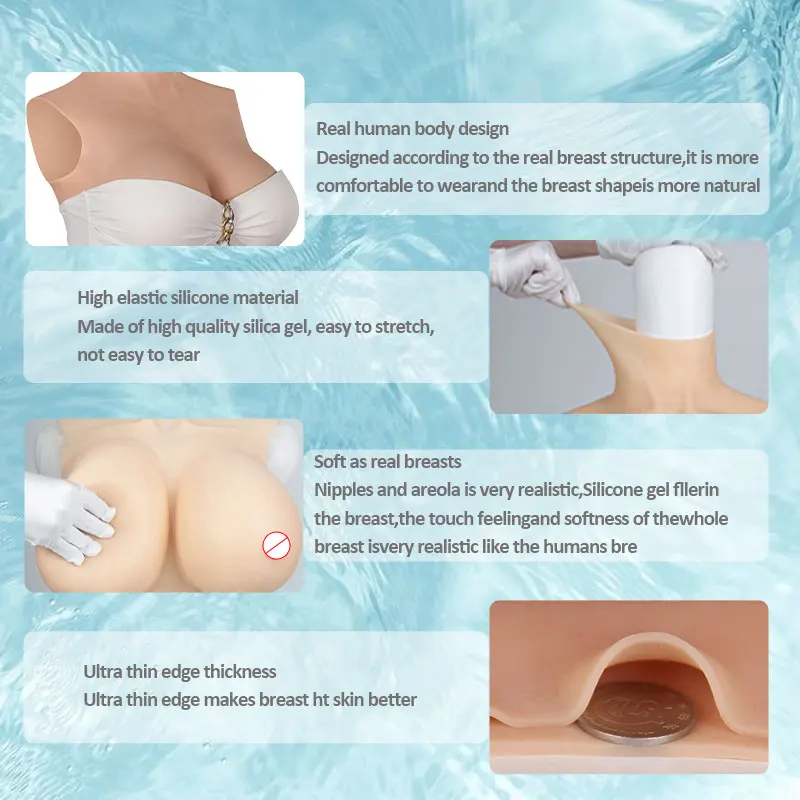 لوح صدر مزيف من السيليكون على شكل ثدي للعب الأدوار على شكل محسن الثدي على شكل كوب B-H للعب الأدوار للمتحولين جنسيا