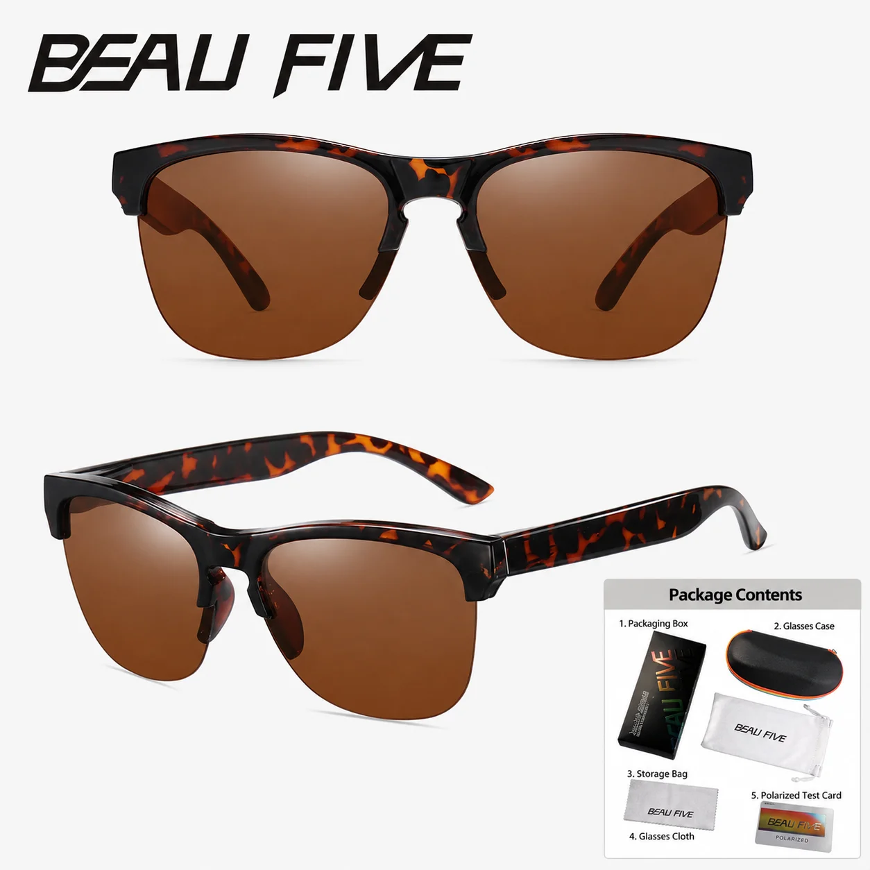 

BEAU FIVE UV400 Polarized Driving Fishing Sunglasses Men Women Outdoor Cycling Running Hiking Mirror Sport Fashion Eyewear B10
