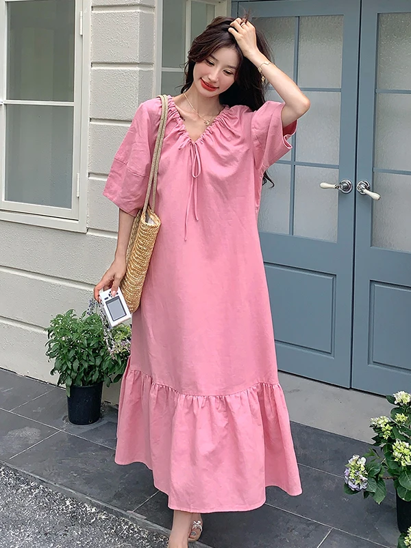 Rosa Sanfte Sle Lange Dr Frauen Sommer Neue Abnehmen Ele Strand Vaion Erste Liebe Dr Pendeln Sle ort Sve V...