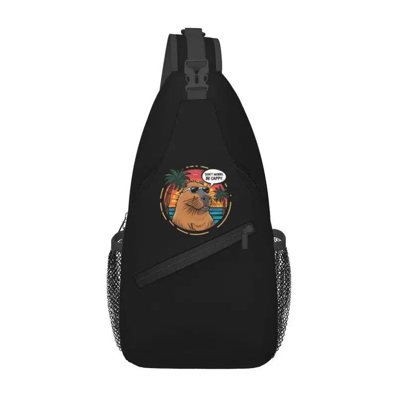 

Custom Don't Worry Be Cappy Capybara Sling Crossbody Backpack Men Shoulder Chest Bags for Traveling