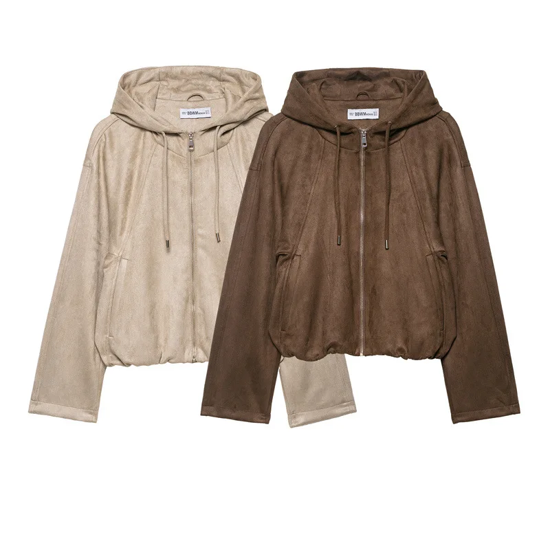 Autumn New Fashion Hooded Suede Textured Jacket