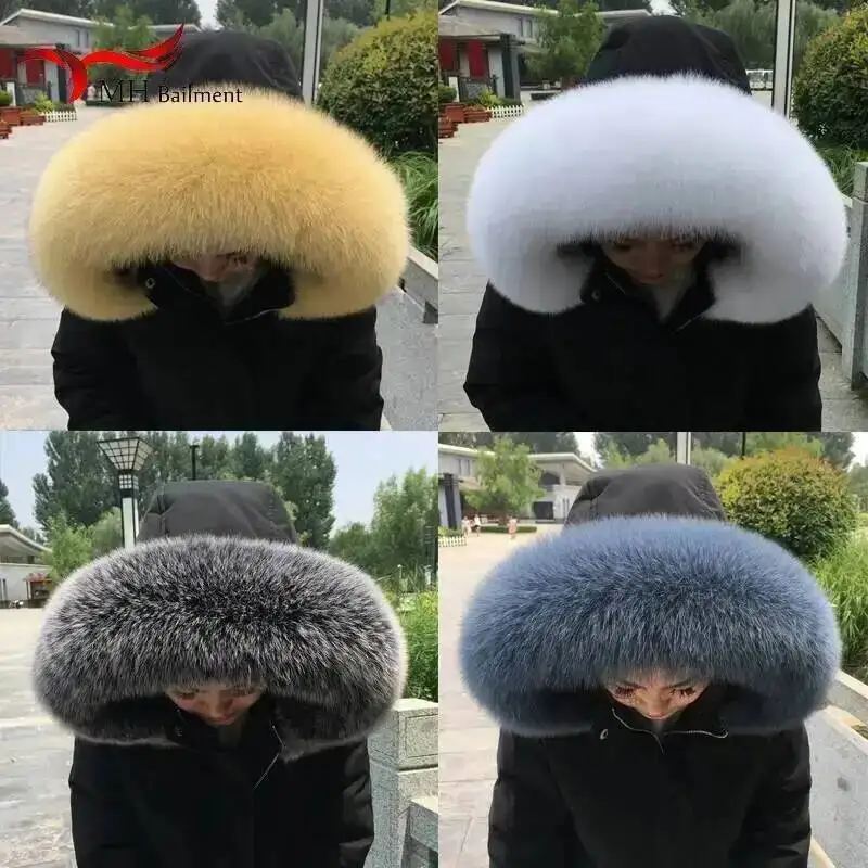 Real Fox Fur Collar Winter Women Natural Genuine Fur Scarf High Quality Fashion Warm Muffler And Luxury Scarves Russian Ladies